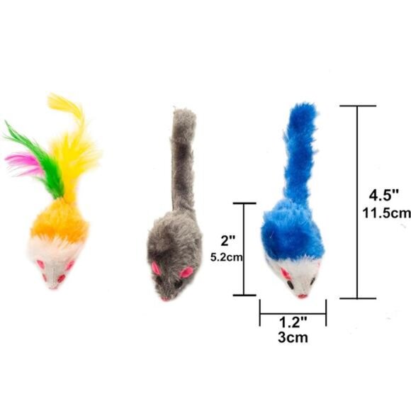 Fashion's Talk 48-Count Assorted Mice Cat Toys Furry Rattle Mouse Kitten Toy - Picture 4 of 8
